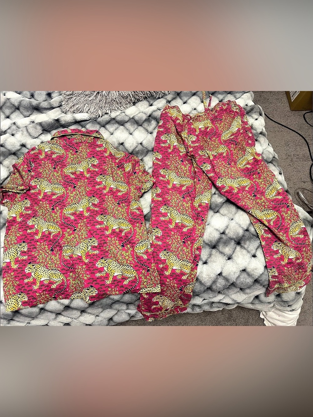 Printfresh Bagheera Long PJ Set Pink & Yellow size L - Picture 2 of 4